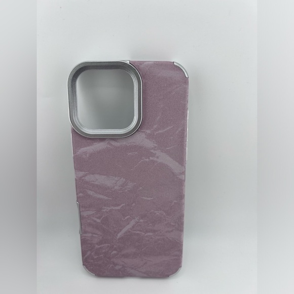 iPhone 16 Pro Max Case – Crushed Velvet Texture,Silver Frame | Luxe & Minimalist - Picture 5 of 6
